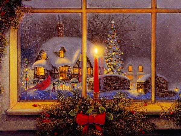 Новогодний пейзаж пастелью