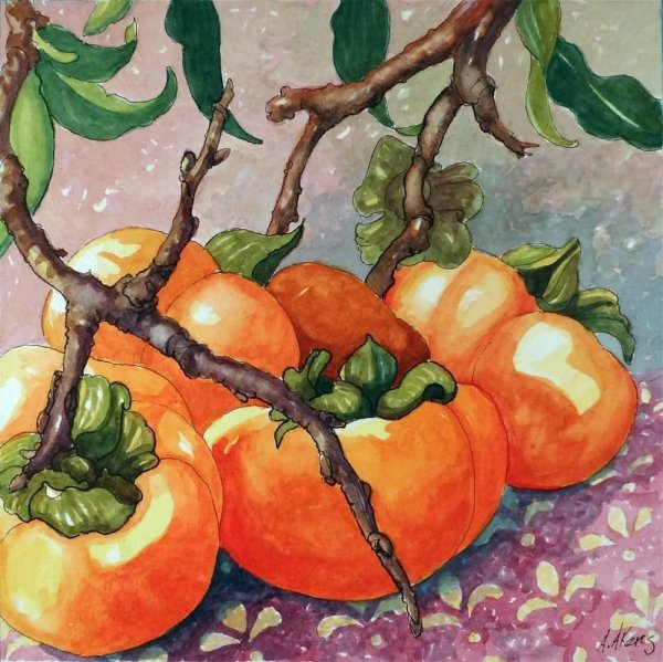 Хурма на ветке картина