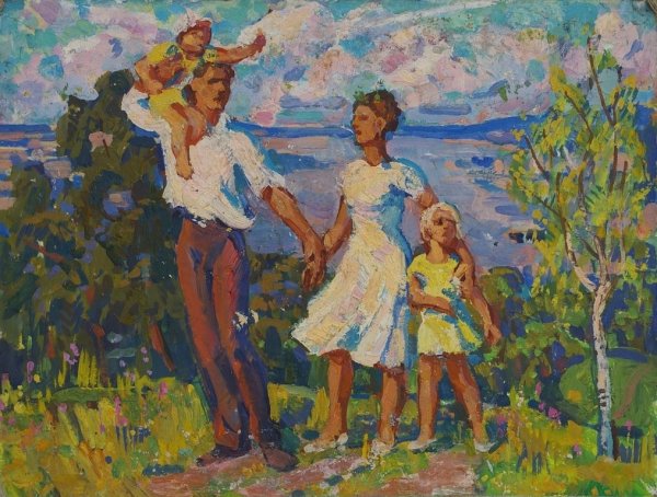 Живопись Советская семья Луценко