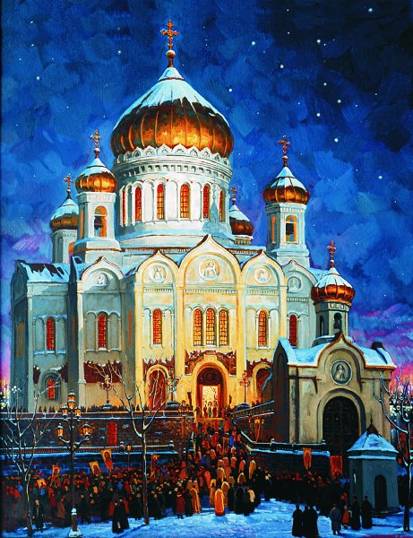 Храм Христа Спасителя в рождественскую ночь Петр Сторонский