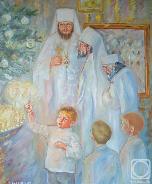 Рождество в церкви живопись