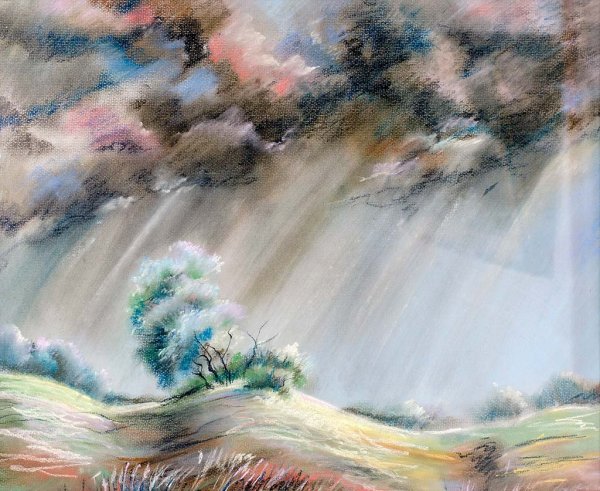 Пейзажи пастельными мелками