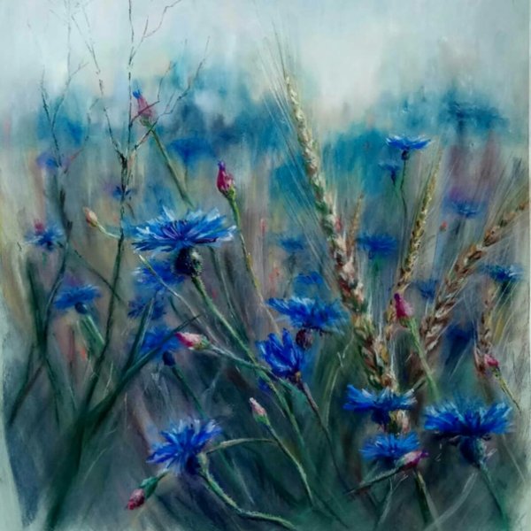 Цветы пастелью сухой