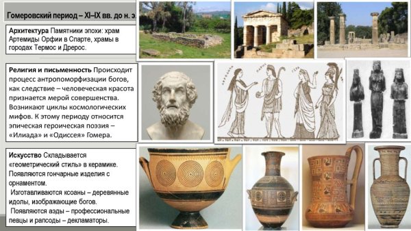 Гомеровский период древней Греции искусство