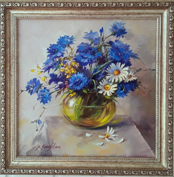 Васильки маслом на холсте