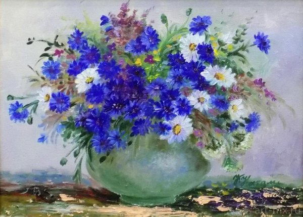 Ханс Эмменеггер букет Васильков подлинник