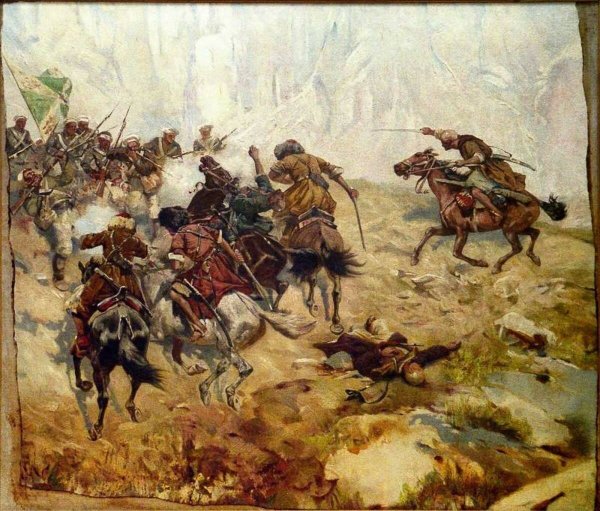 Казаки у горной реки Рубо Франц