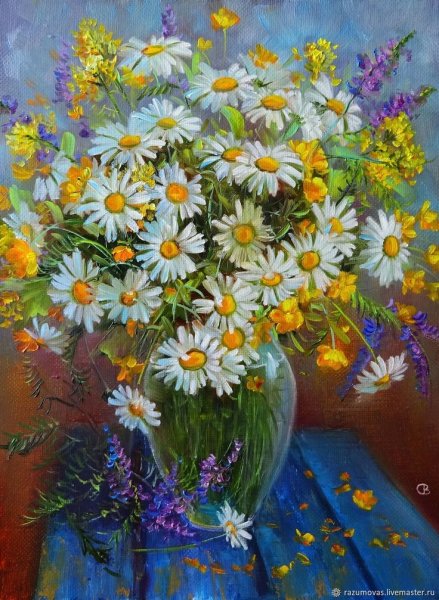 Ромашки живопись маслом