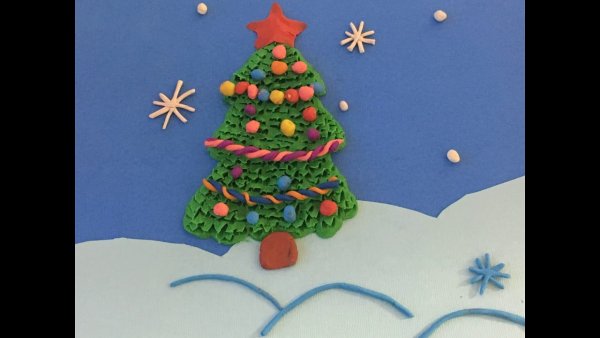 Елка из пластилина в подготовительной группе