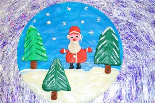 Картина из пластилина новый год