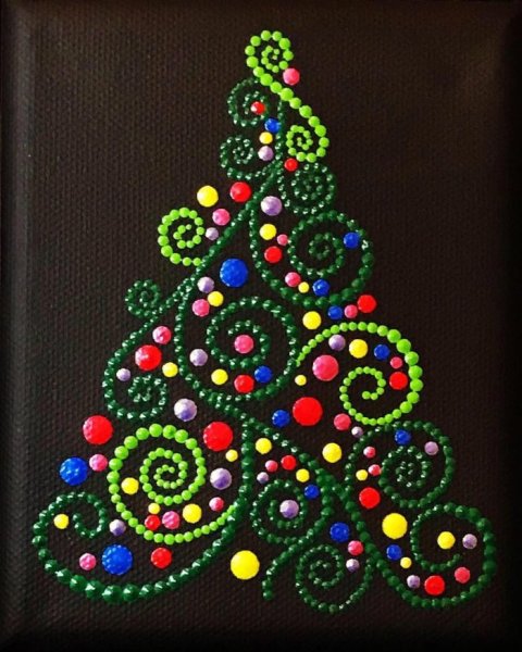 Точечная роспись елка