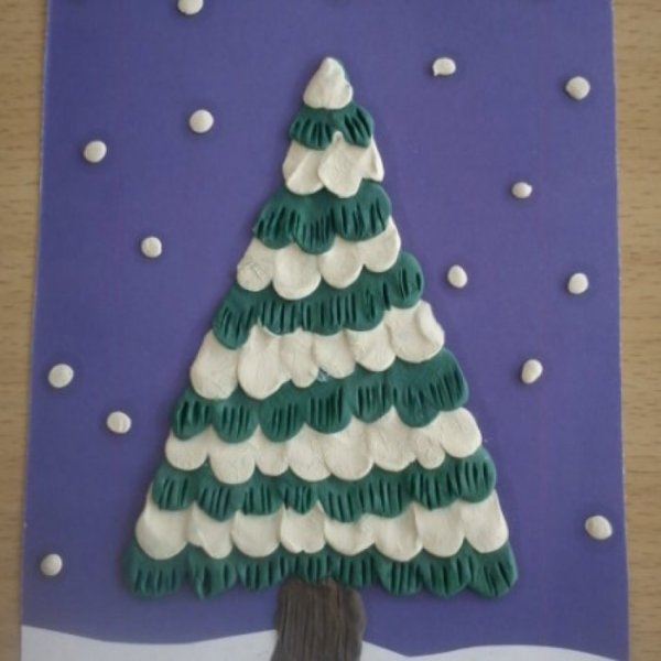 Аппликация из пластилина новый год