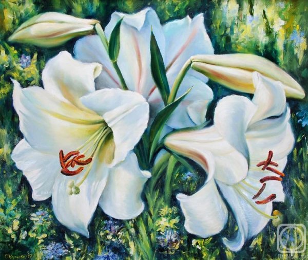 Интерьерная живопись лилии