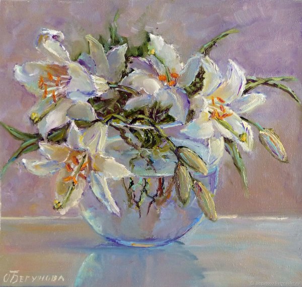 Картина маслом "цветы на столе" Якущенко