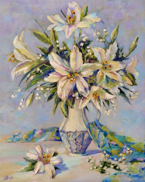 Лилии маслом мастихином