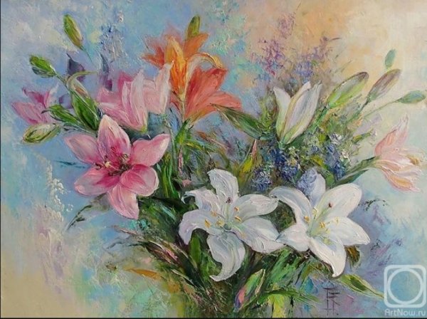Лилии маслом на холсте