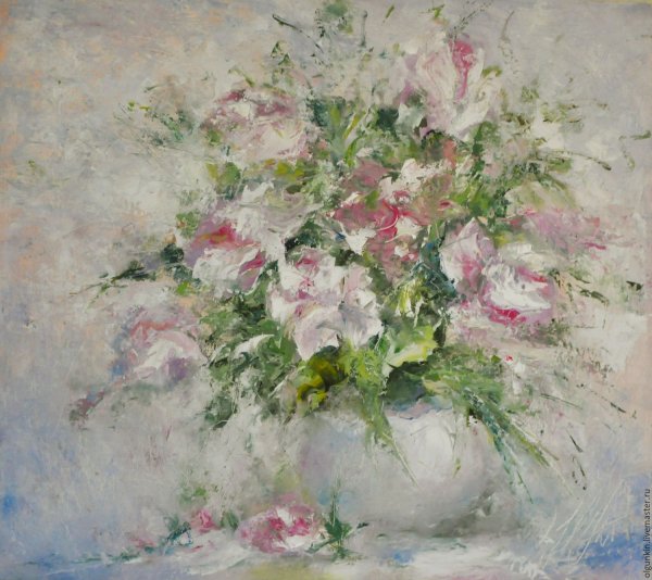 Зимний букет картина маслом