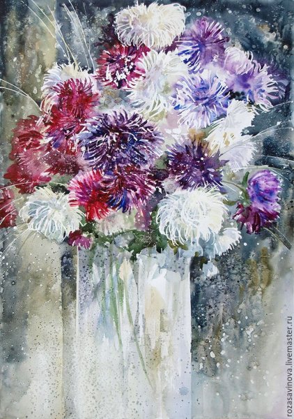 Роза Савинова акварель