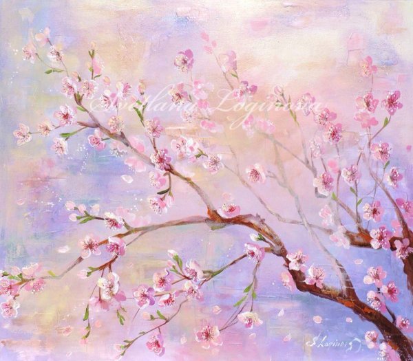 Сакура картина маслом