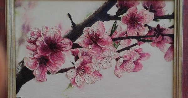 Ветка Сакуры маслом