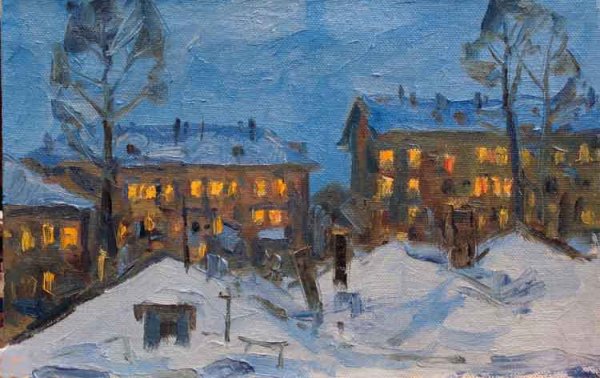 Александр Кнэхт живопись зима ночь