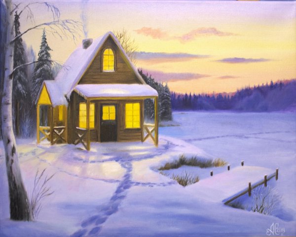 Художник Михаил Гайдеров картины зима деревня
