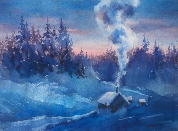 Зимние Сумерки в деревне
