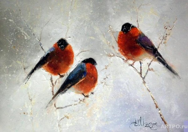 Художник Медведев Снегири