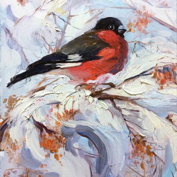 Снегирь живопись Мария Павлова