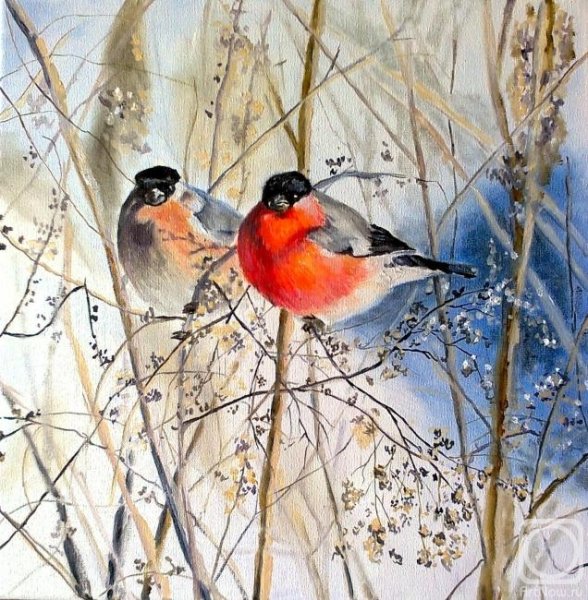Художник Алексей Савченко Снегири