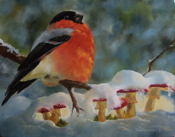Снегири в живописи