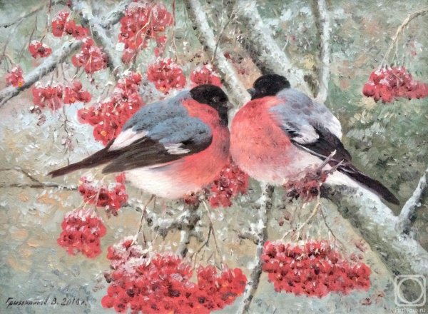 Картины со снегирями и рябиной