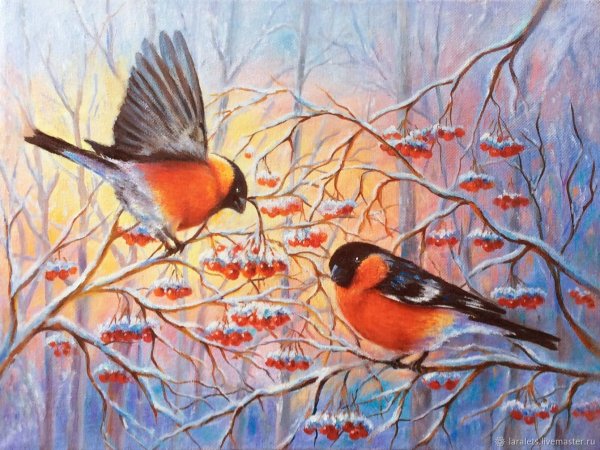 Зимние птицы в живописи