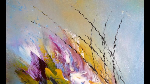 Абстрактная картина акриловыми красками видео