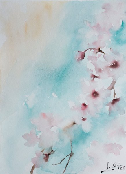 Нежные пейзажи акварелью