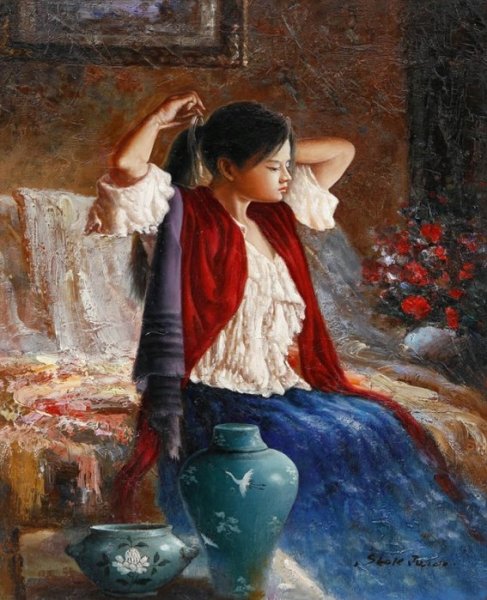 Корея Чхандоккун Сеул акварелью