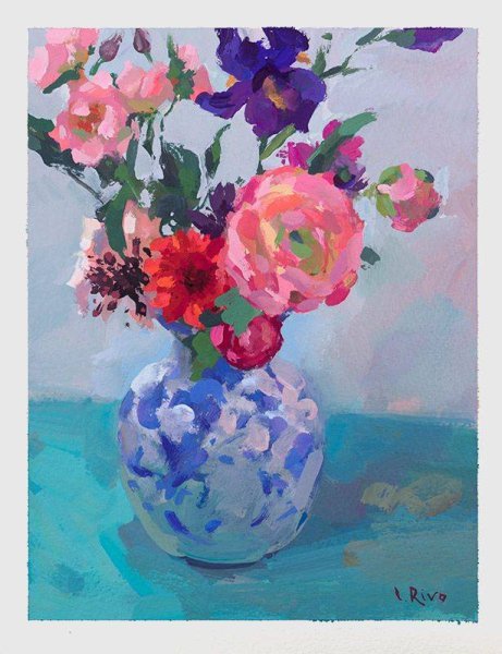 Букет цветов гуашью