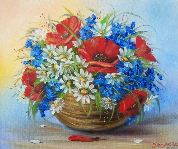 Букет гуашью