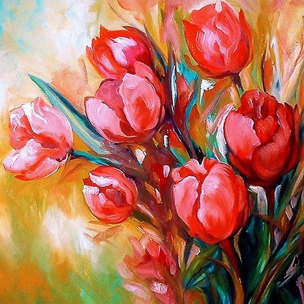 Тюльпаны маслом на холсте