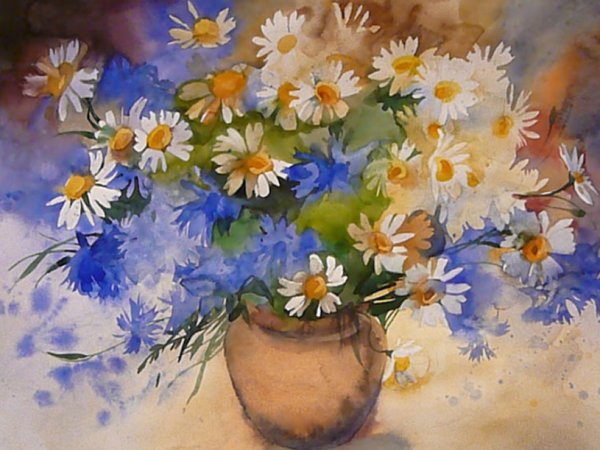 Полина Кукулиева акварель цветы