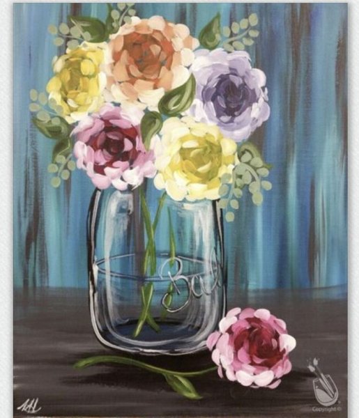 Цветы в вазе акрилом