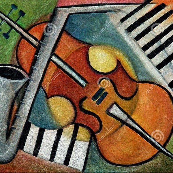 Декоративная композиция из музыкальных инструментов