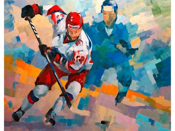 Хоккеист живопись