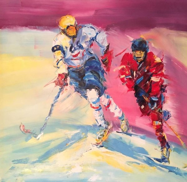 Хоккей картина маслом