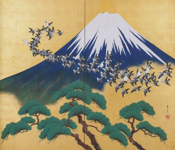 Гора Фудзи гравюра японская