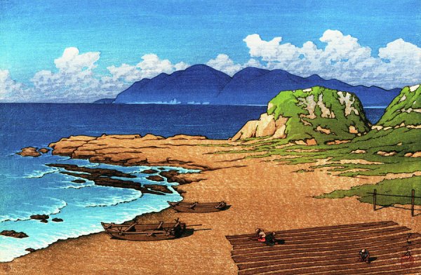 Берег моря японская гравюра