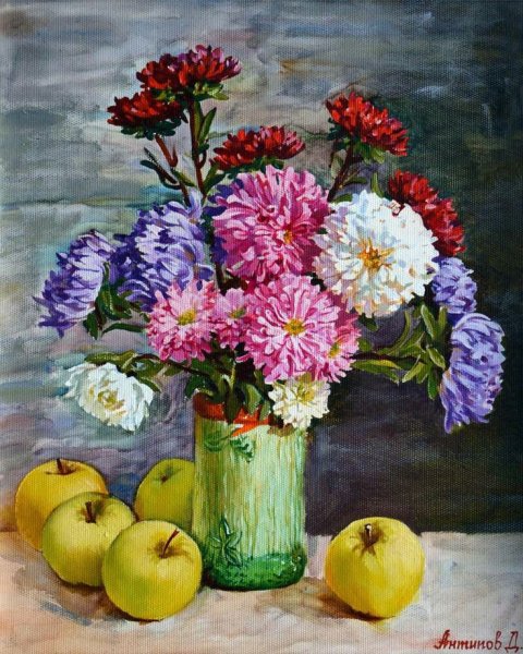 Астры живопись маслом астры живопись маслом