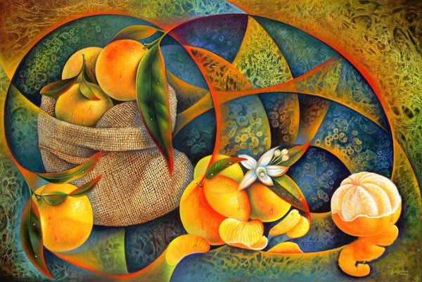 Натюрморт с мандаринами маслом