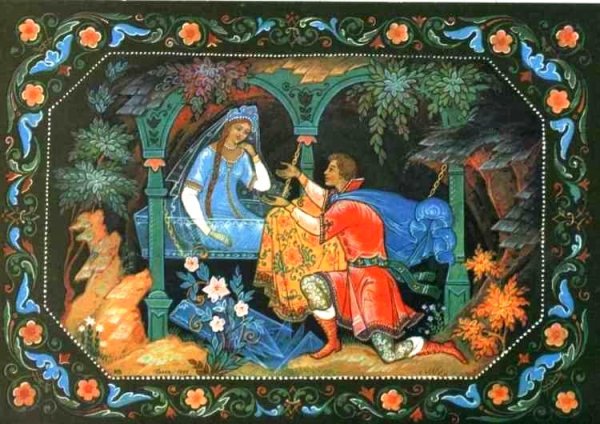 Палех сказка о мертвой царевне и семи богатырях