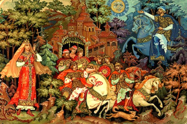 Палехская роспись сказки Пушкина